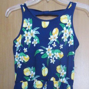 NWT Girl's POOF GIRL Open Front Shorts Dress Size XL Blue Floral Print